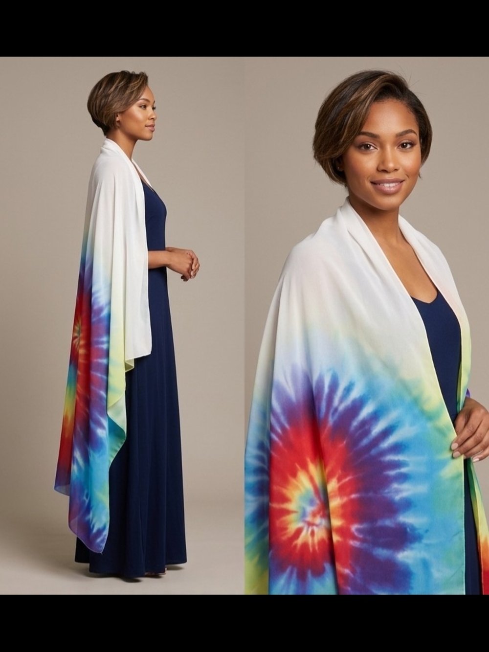 Tie-Dye Rainbow Wrap Shawl